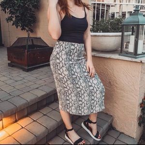 American Eagle Snake Print Midi Skirt